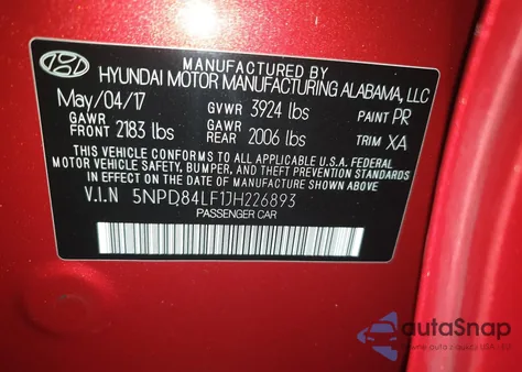 2018 Hyundai Elantra Sel z USA, uszkodzony, nr VIN 5NPD84LF1JH226893